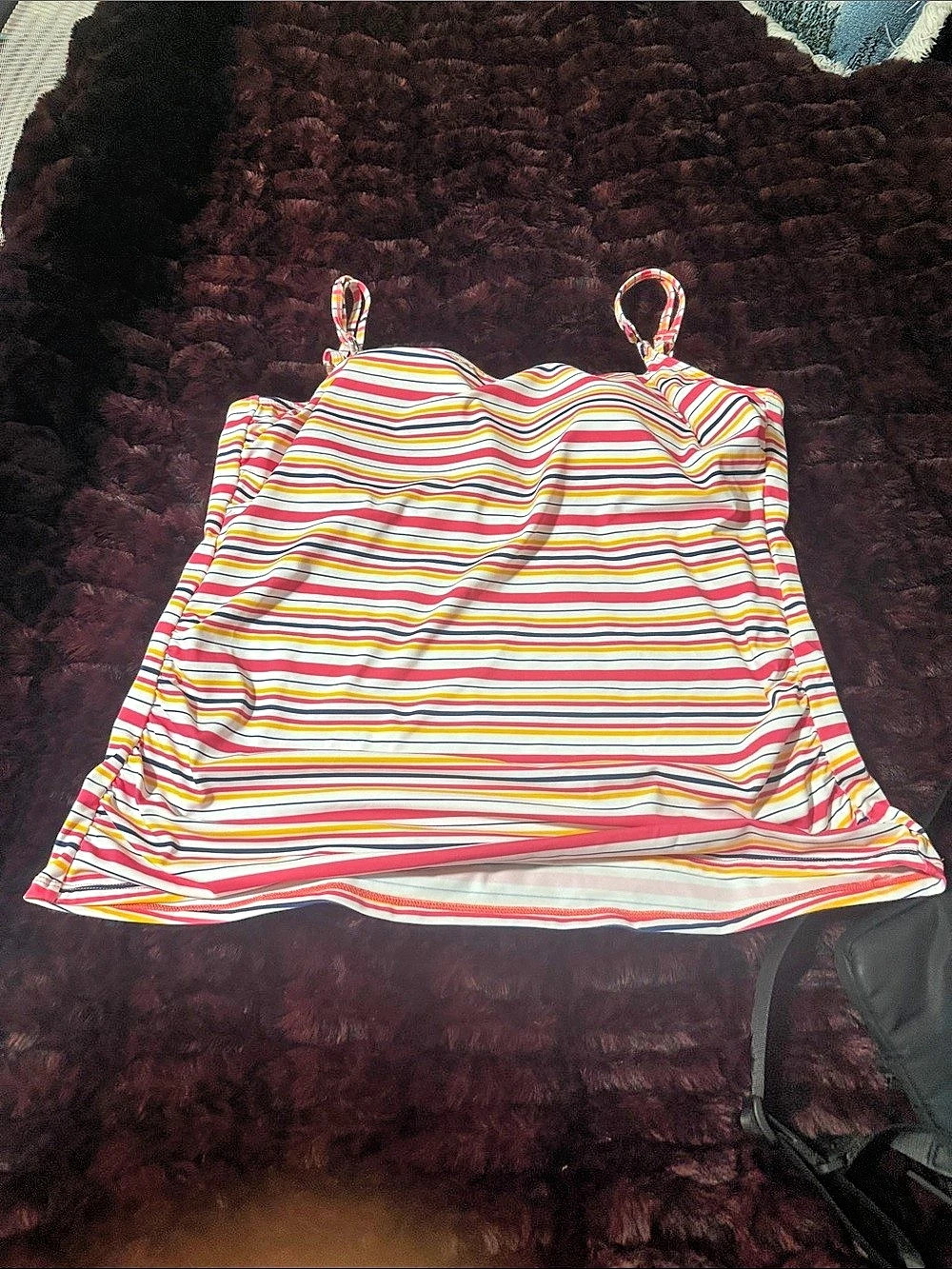 Bal Harbour Striped One-Piece Swim top in White & Red XL